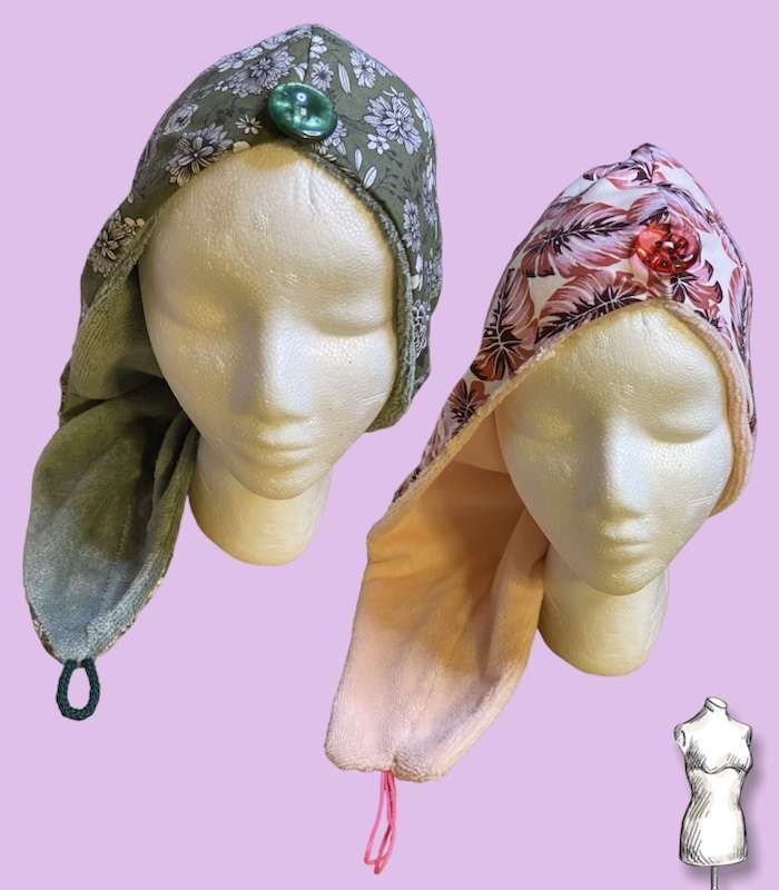 apercu serviette de tête-doublée fleurs